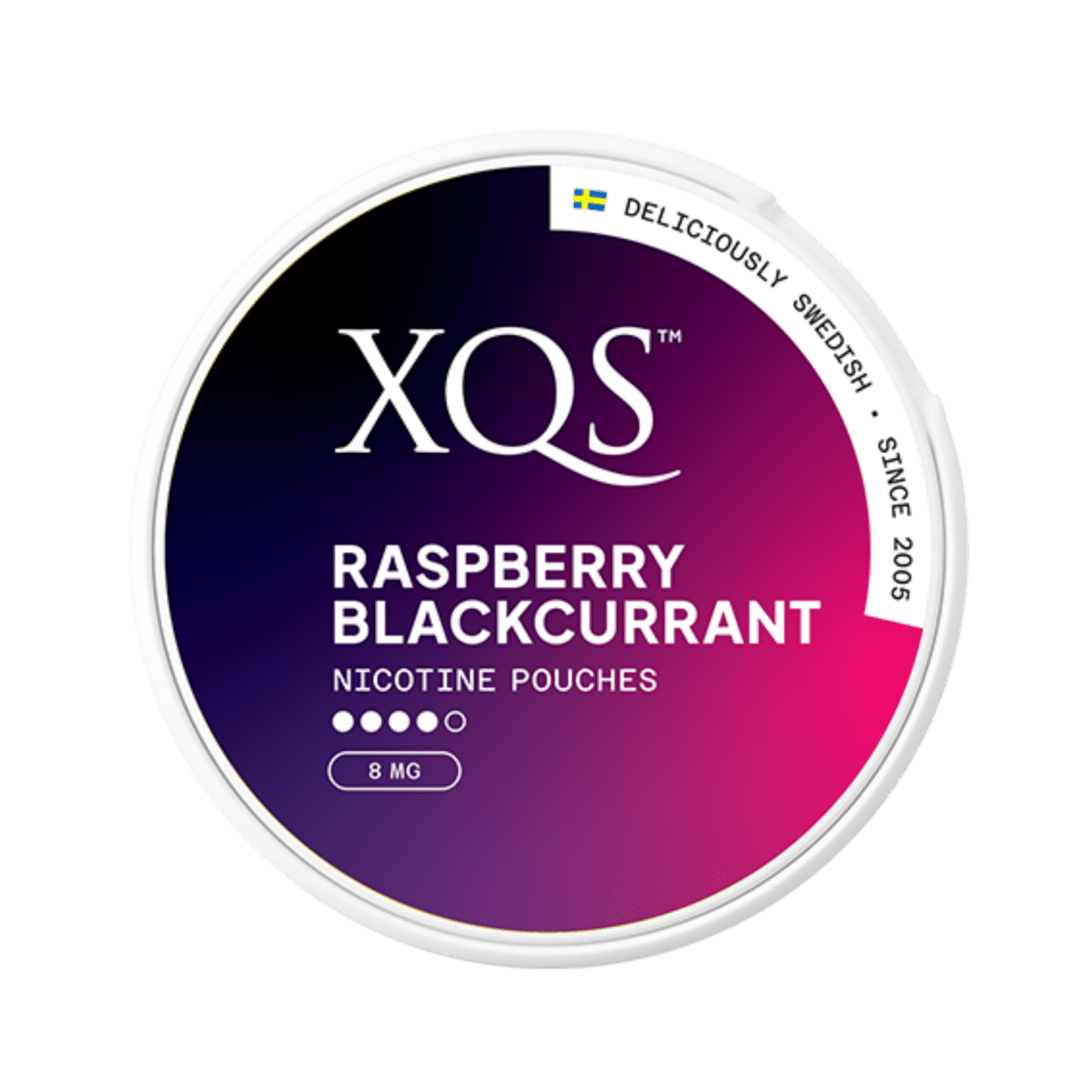 Can of XQS Raspberry Blackcurrant – Nicotine Pouch

